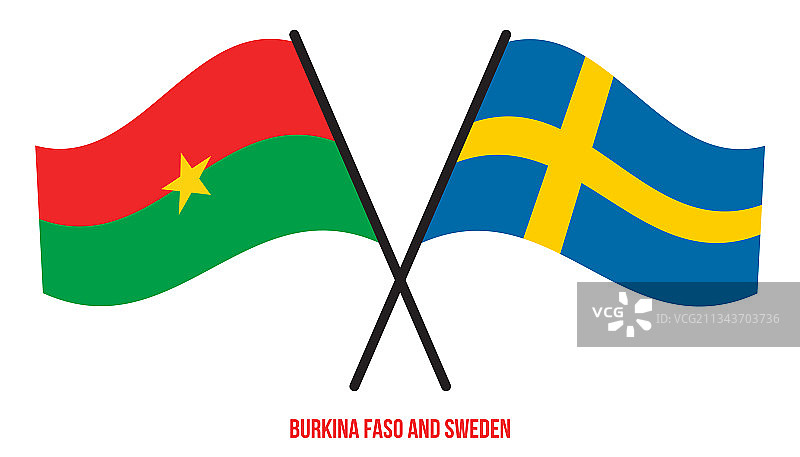 布基纳法索与瑞典的交叉旗帜图片素材