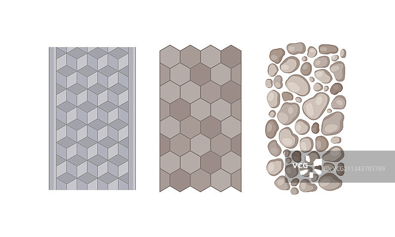 用于人行道和花园的鹅卵石和石板图片素材