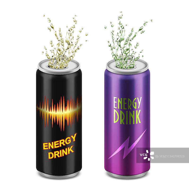 两罐铝制能量饮料套装图片素材