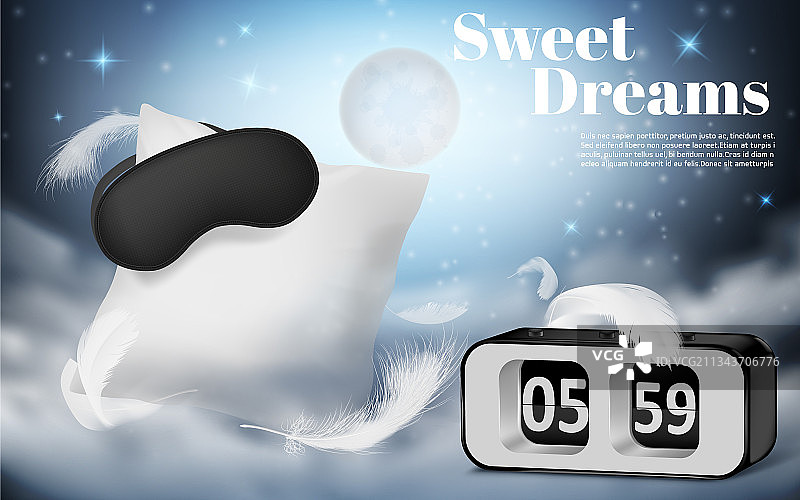 枕头和眼罩的夜晚背景图片素材