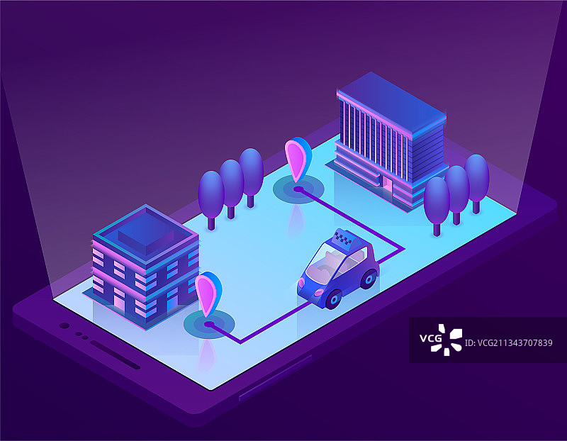 智能手机智能汽车2.5D技术图片素材