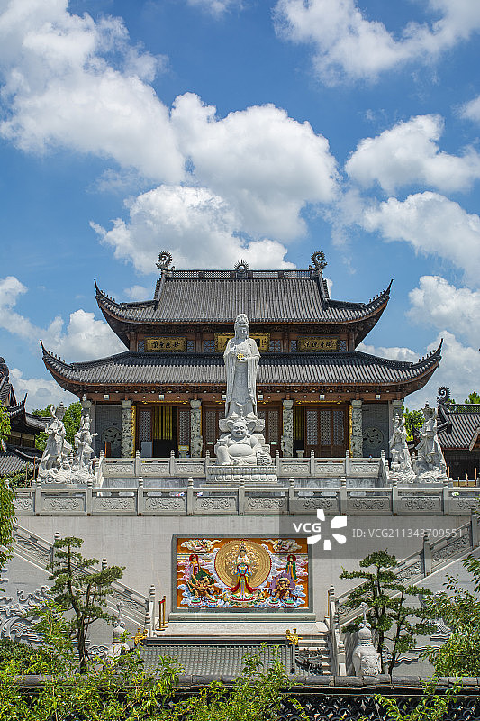 浙江嘉兴海宁盐官古镇盐官小普陀寺图片素材