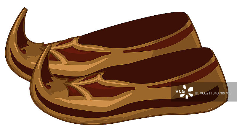 蒙古传统服饰的古代鞋子设计图片素材