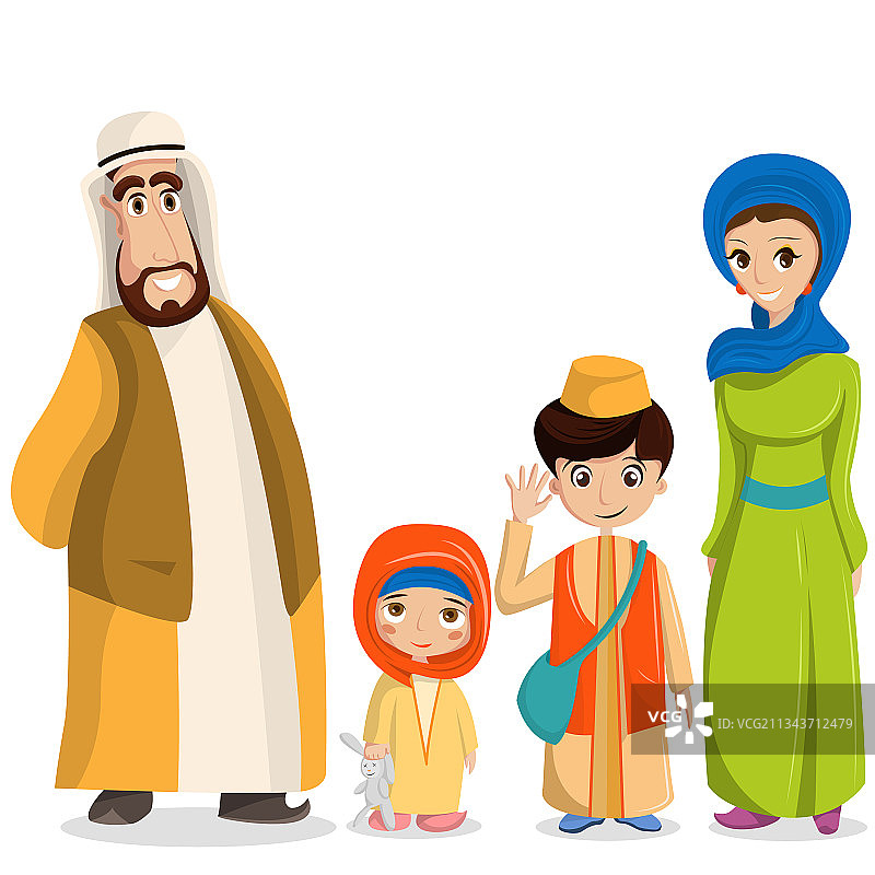 穿着民族服装的阿拉伯家庭图片素材