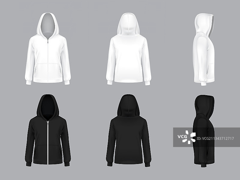 逼真白色连帽衫模型图片素材