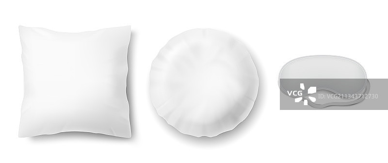 两个白色枕头和眼罩的样机图片素材