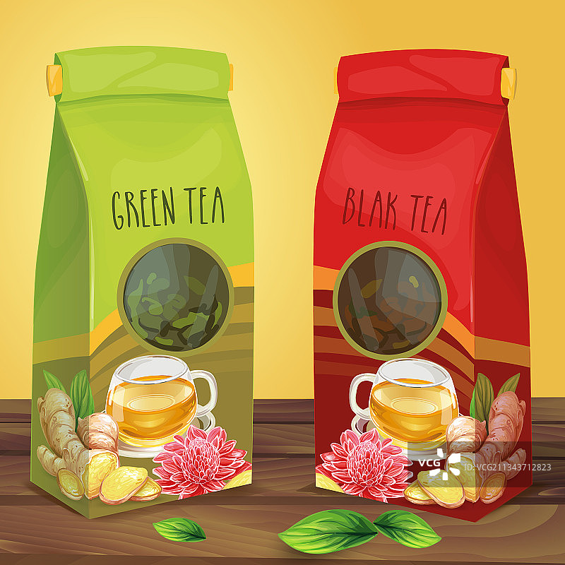 手绘茶叶包装纸图片素材