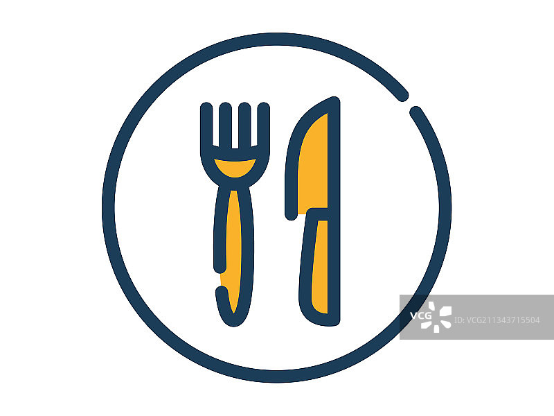 餐厅餐叉餐刀盘子独立图标图片素材
