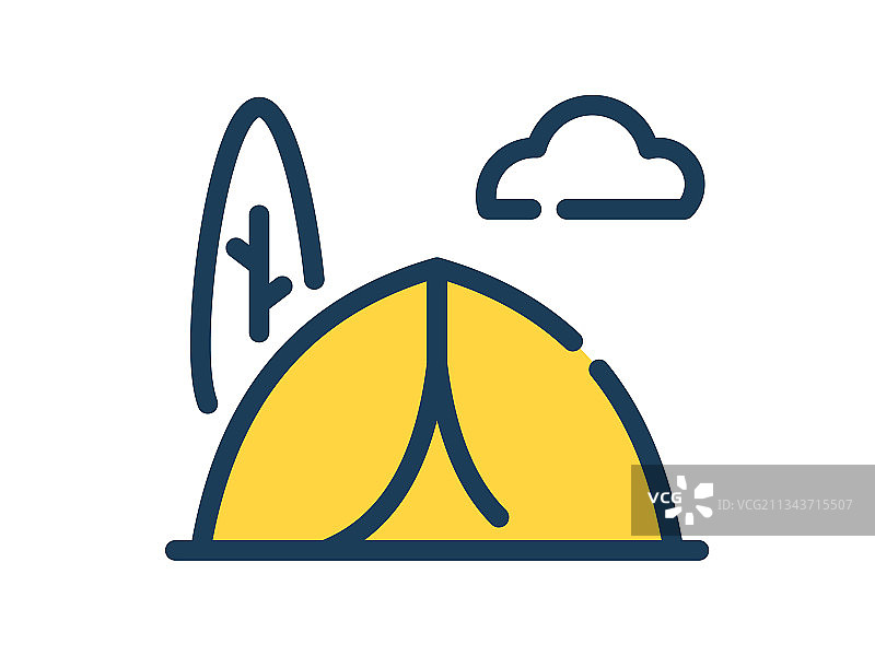 夏季帐篷独立虚线图标图片素材