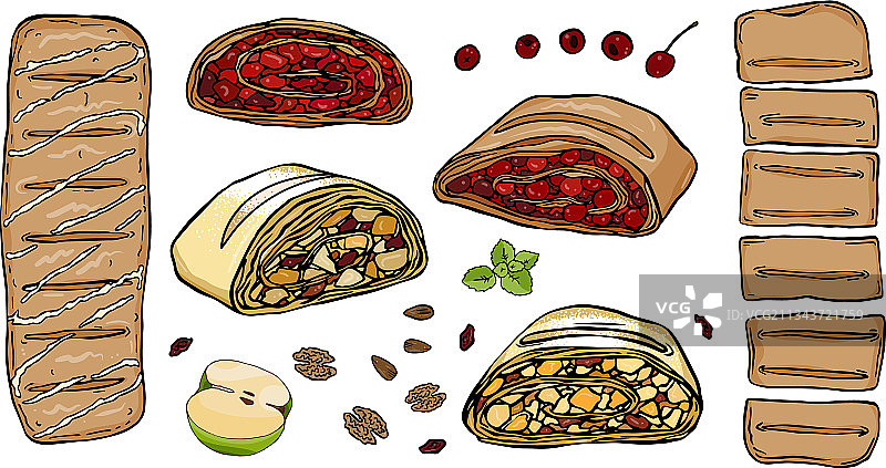 馅饼切片和完整款组合图片素材