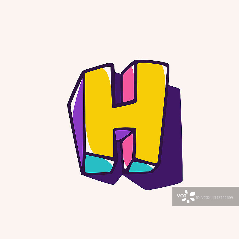 立方儿童风格字母H标志图片素材