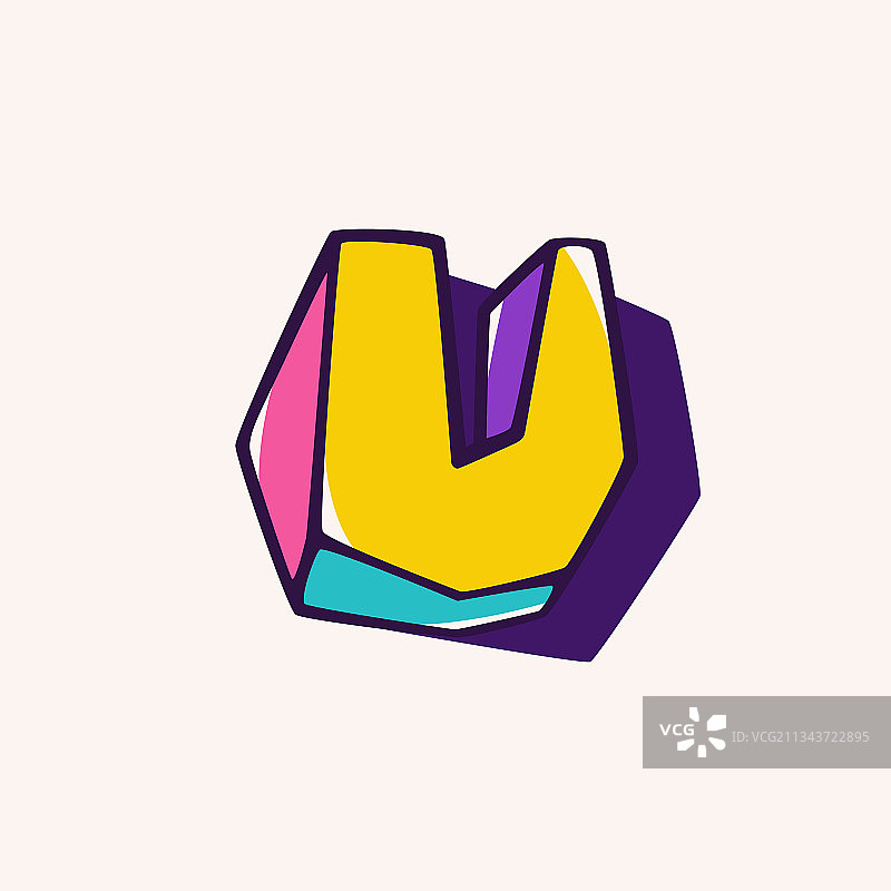 基于立方儿童风格的字母U Logo图片素材