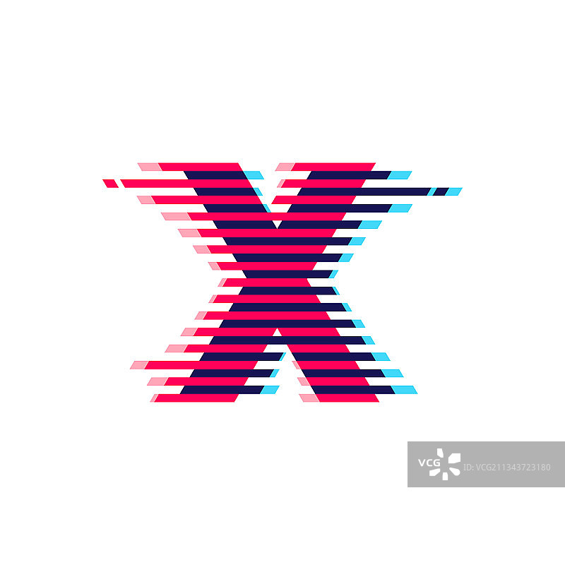 字母X活力线条故障效果logo图片素材