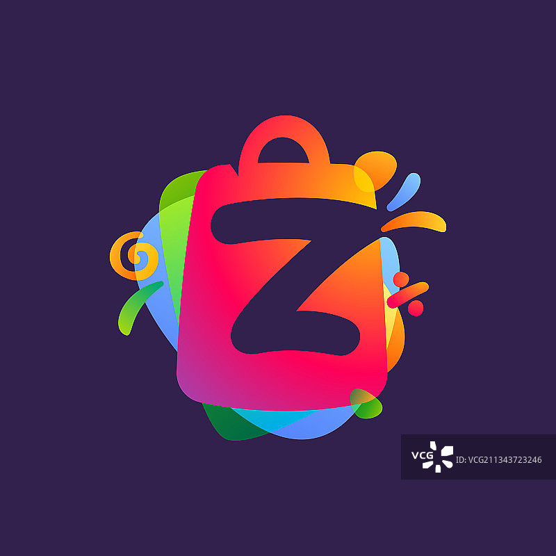 带购物袋和促销图标的字母Z标志图片素材