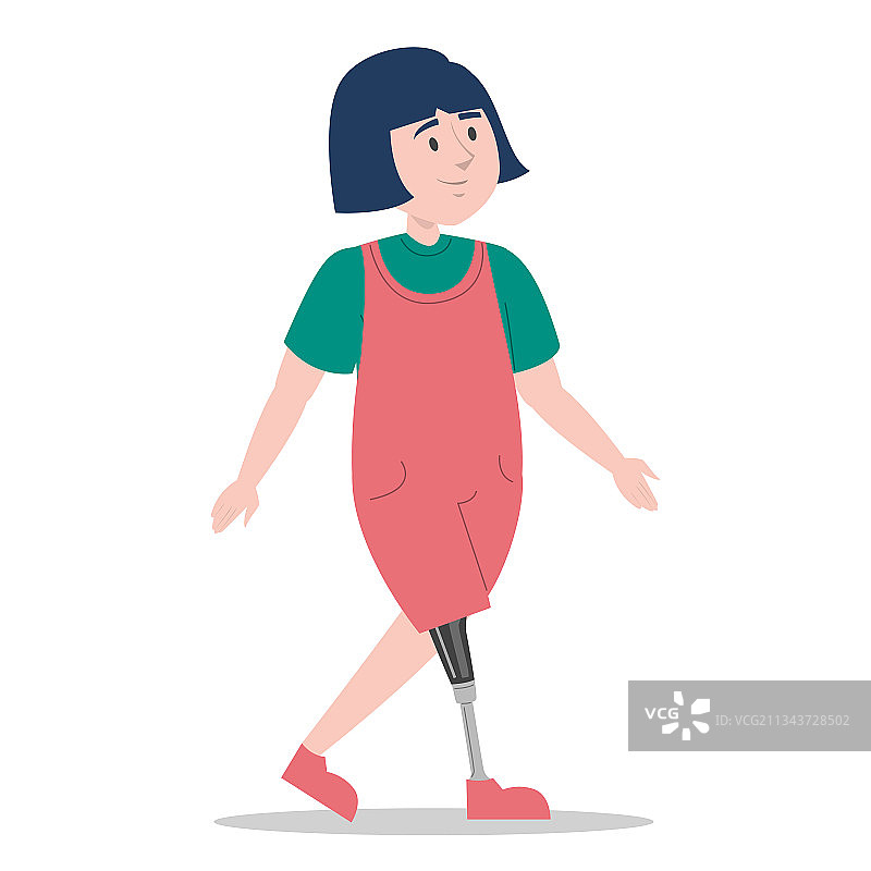 安装仿生假肢的女孩图片素材