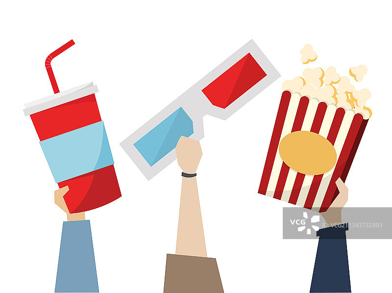 电影时光零食和3D眼镜图片素材