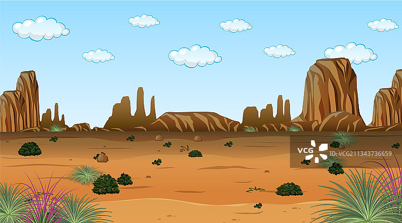 白天的沙漠森林景观图片素材