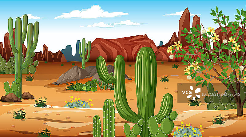 白天场景的沙漠森林景观图片素材