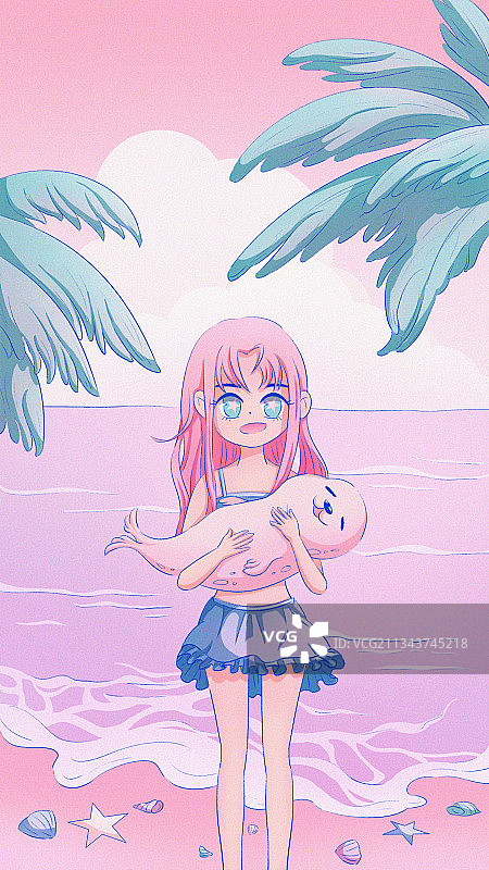 海边的女孩图片素材