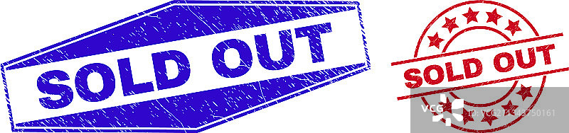 圆形和六边形中的售罄印章图片素材