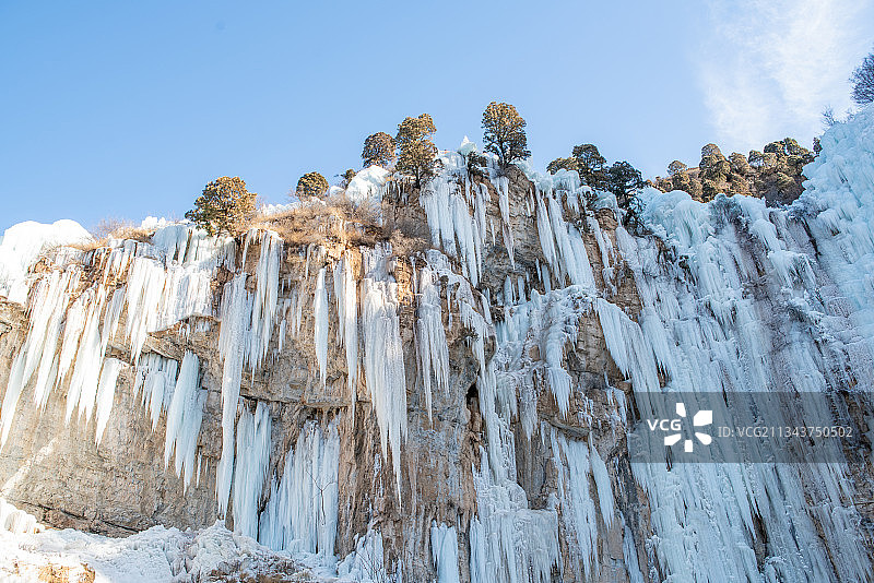 冬季北方结冰的冰瀑图片素材