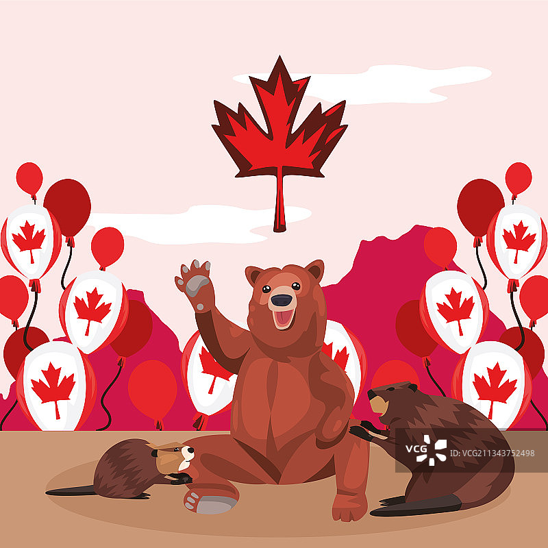 加拿大日动物主题图片素材