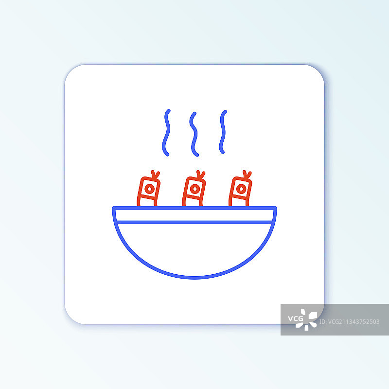 鲜虾汤面线条图标图片素材