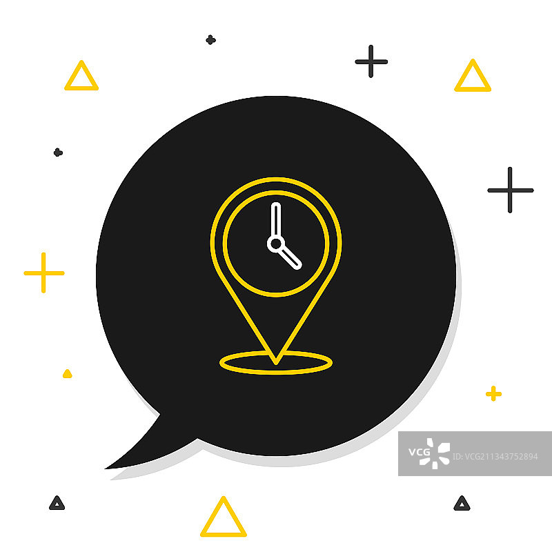 白色背景上的时钟线性定位图标图片素材