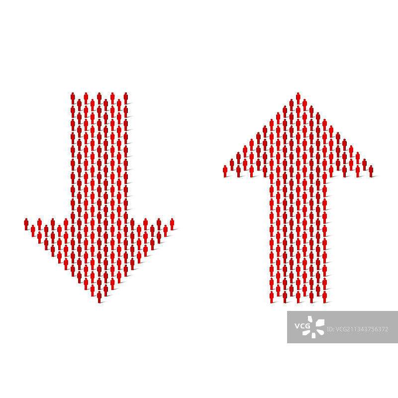 上下箭头形状的人群图片素材