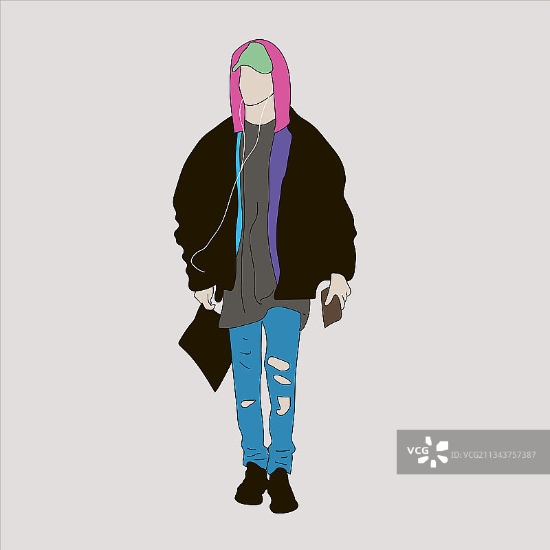 穿着蓝色牛仔裤、黑色夹克的男人图片素材