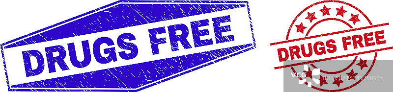 圆形和六边形中的无药物橡胶印章图片素材