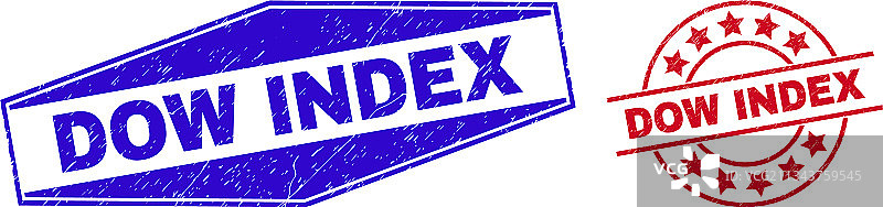 圆形和六边形道琼斯指数印章图片素材