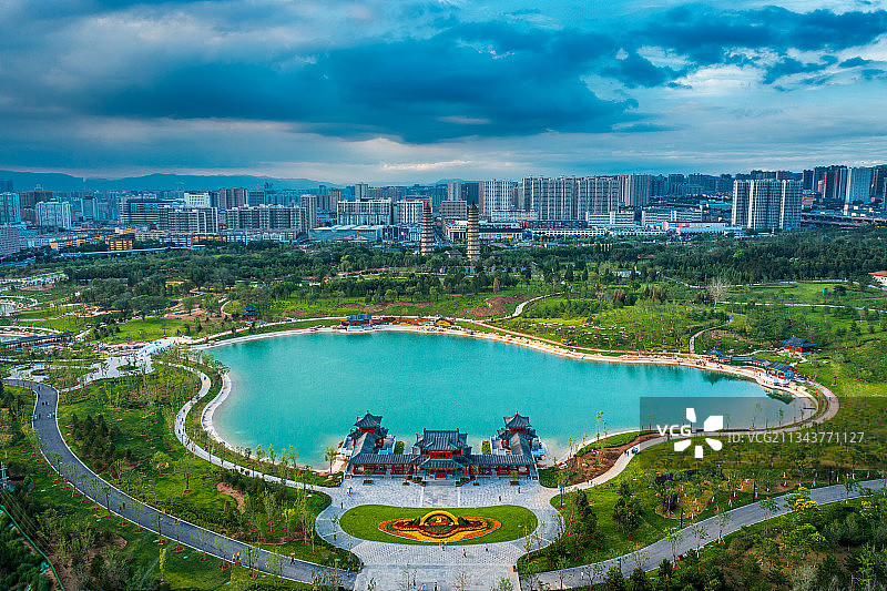 太原永祚寺双塔公园图片素材