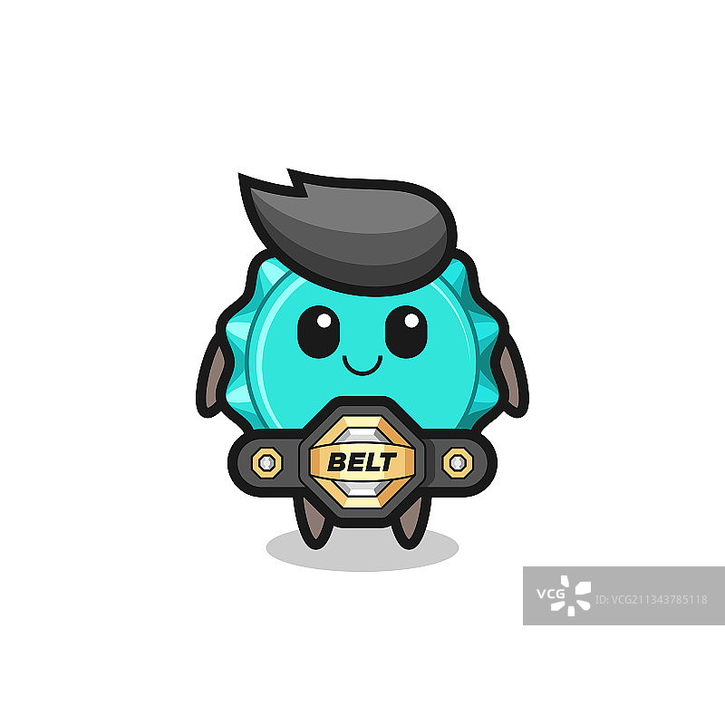 带腰带的MMA格斗士瓶盖吉祥物图片素材