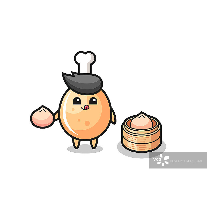 可爱炸鸡角色吃馒头图片素材