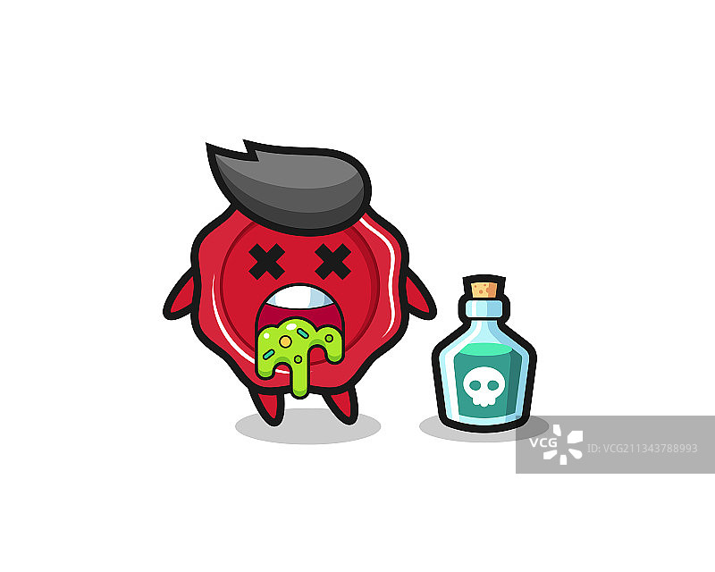 因中毒而呕吐的封蜡角色图片素材