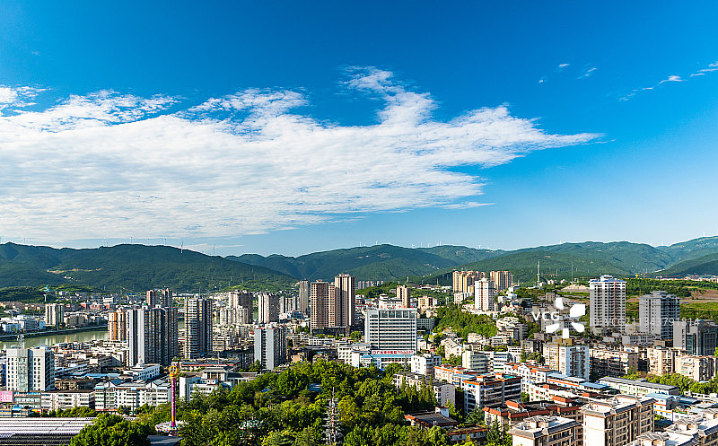 广元利州区鸟瞰图片素材