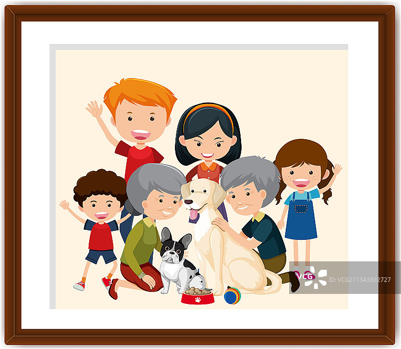 相框里的幸福家庭照图片素材