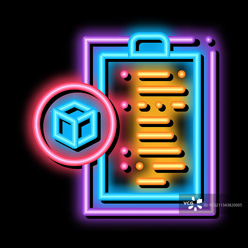 包裹申报霓虹灯发光图标图片素材