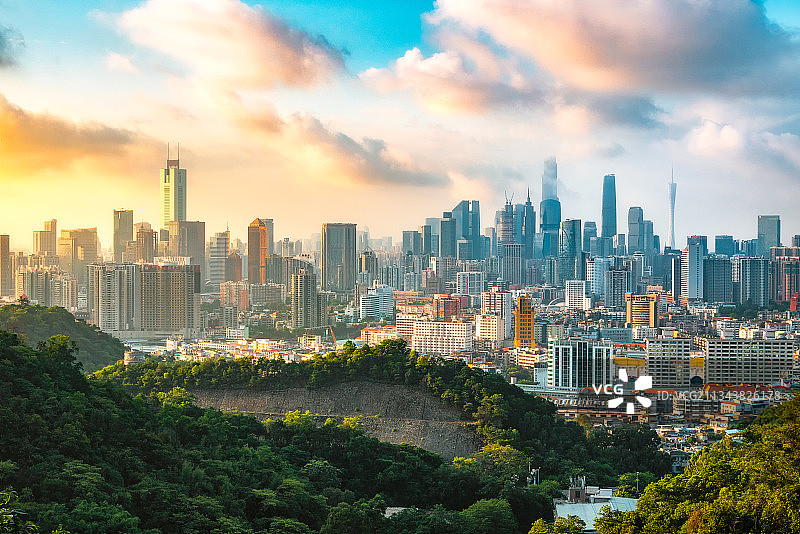 广州市白云山日出城市景观宣传图片图片素材