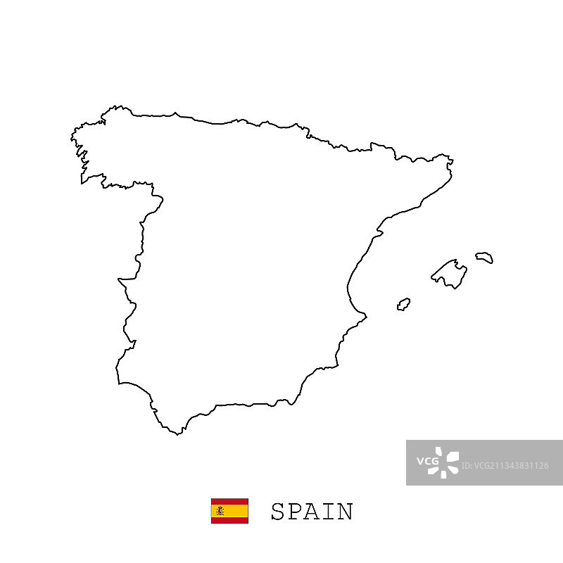 西班牙地图线条轮廓图片素材