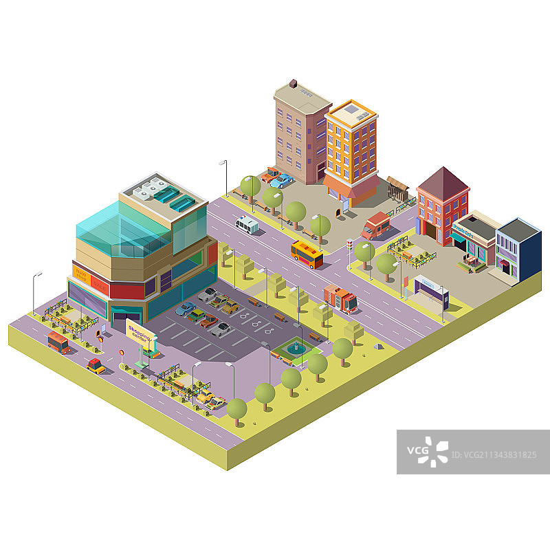 2.5D城市中心购物中心图片素材
