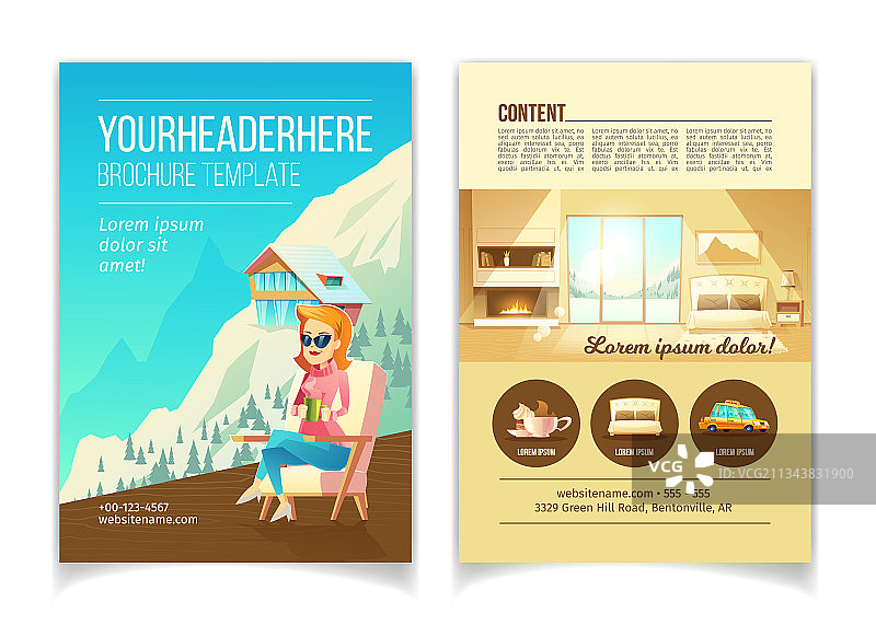 冬季度假卡通宣传册模板图片素材