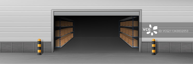 仓库开放入口3D逼真图片素材