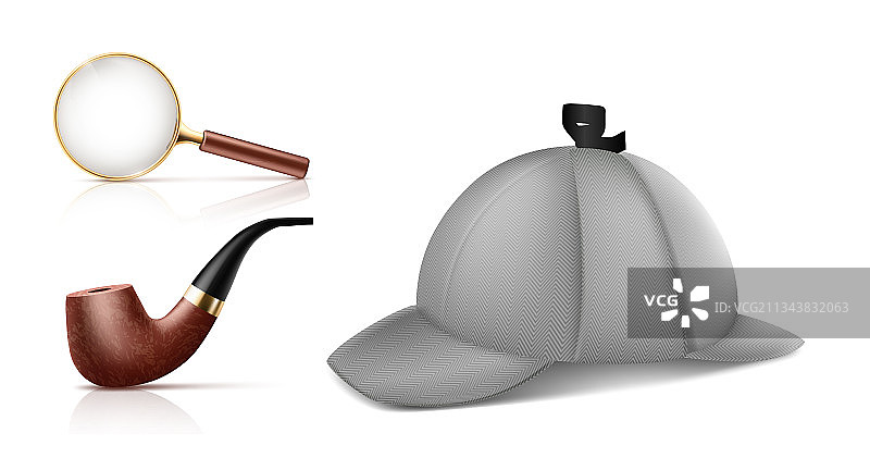 逼真的私人侦探配件套装图片素材