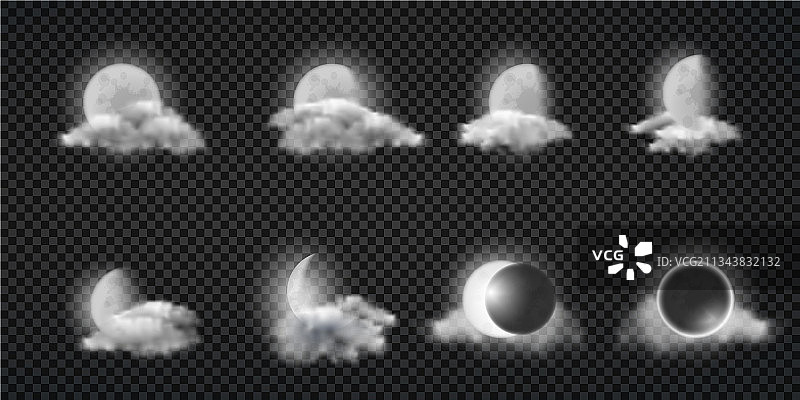 逼真夜间天气预报图标图片素材