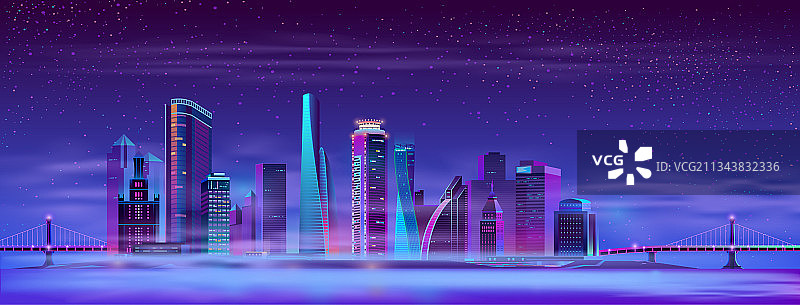 铰接桥岛之间的朦胧大都市图片素材