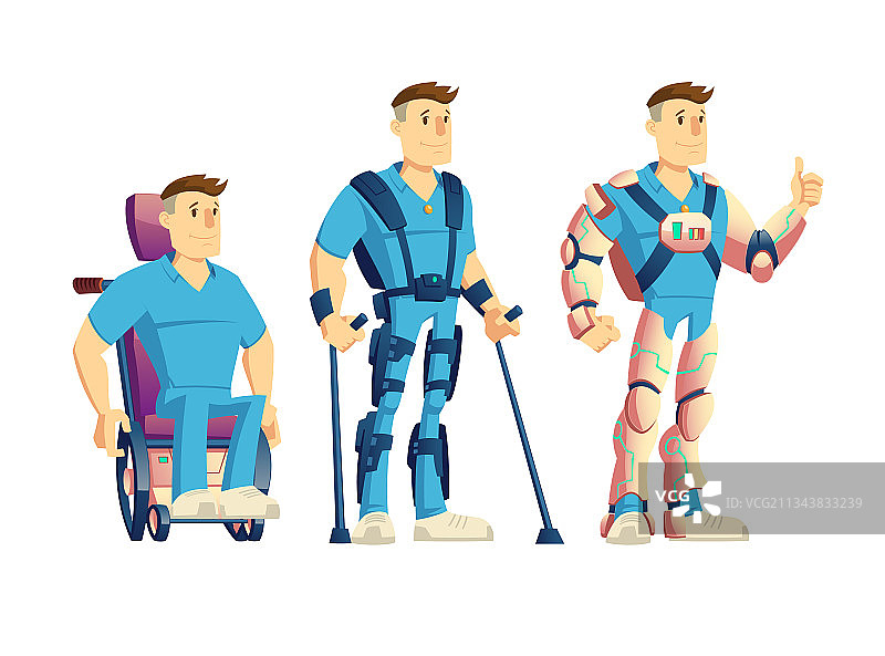 残疾人外骨骼卡通图片素材