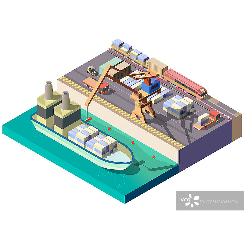 城市货运港口2.5D地图区域图片素材
