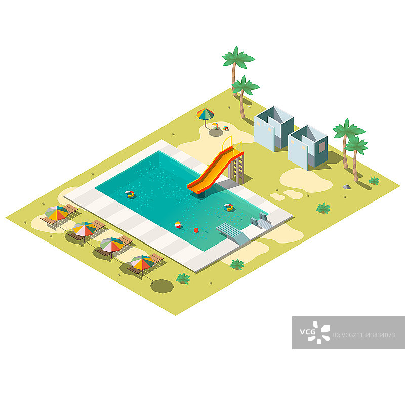 度假村泳池2.5D图图片素材